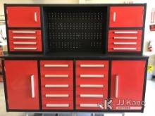 (Shrewsbury, MA) 2024 Steelman 7ft 3in work bench with 18 drawers & 2 Cabinets (New/Unused) (Red) NO