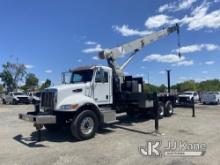 National/Manitowoc 600H, Hydraulic Crane mounted behind cab on 2018 Peterbilt 348 T/A Flatbed Truck 