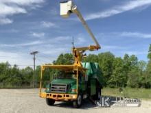 Altec LR760-E70, Over-Center Elevator Bucket Truck mounted behind cab on 2015 Ford F750 Chipper Dump