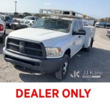 2012 Dodge RAM 3500 Service Truck, 1 TON 4X4 CREW CAB W/UTILITY Runs & Moves, Drive Cycle Not Cleari