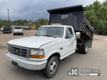 (Castle Rock, CO) 1997 Ford F350 Dump Truck Runs, Moves & Dump Bed Operates) (Minor Body Damage