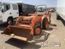 Kubota L2350 Utility Tractor Not Running, Condition Unknown, Flat Tires, Front Right Tire Off Wheel
