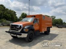 2015 Ford F650 Chipper Dump Truck Runs & Moves) (Dump Bed Inoperable, Condition Unknown, Check Engin