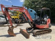 2016 Kubota KX040-4 Mini Hydraulic Excavator Runs, Moves & Operates) (Hydraulic Leak, Showing Exhaus