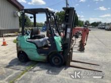 2012 Mitsubishi FG-18N Solid Tired Forklift Cranks-Does Not Start-Condition Unknown, Missing Side Pa