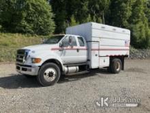 2015 Ford F750 Extended-Cab Chipper Dump Truck Runs, Moves & Dump Operates) (Missing Drivers Seat, M