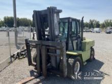 Clark DHP70 Solid Tired Forklift Runs, Moves & Operates) (Rust Damage, Hyd. Leak In Boom, No Brakes)