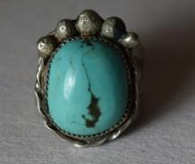 NATIVE AMERICAN STERLING & TURQUOISE RING!!