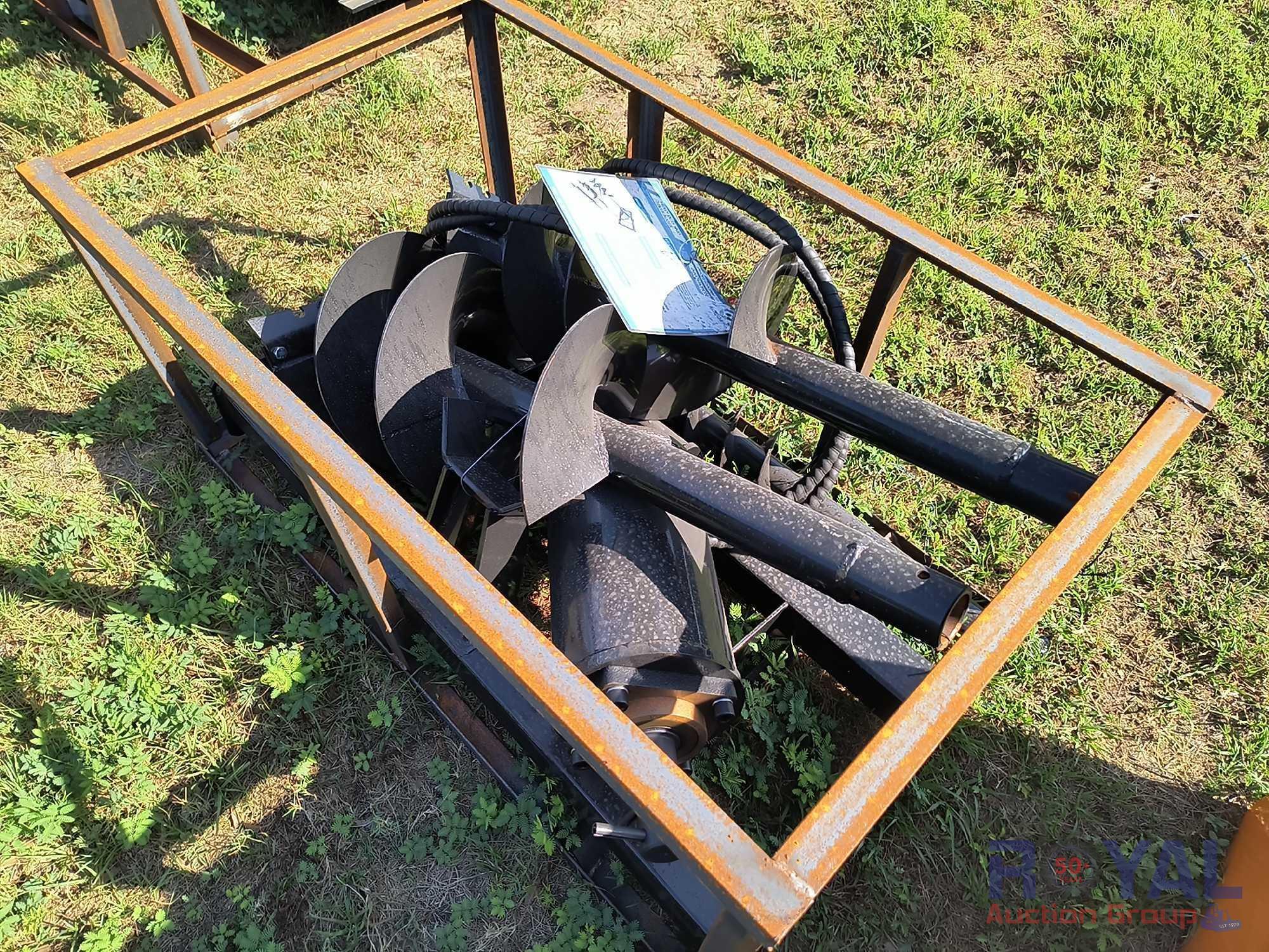 2024 Mower King SSECAG-Y Skid Steer Auger Attachment with 3 Bits