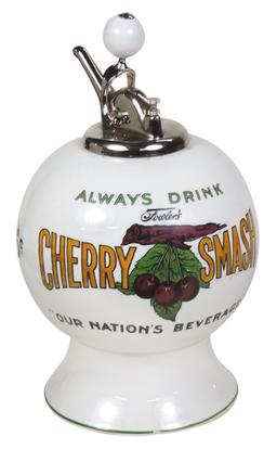 Soda Fountain Cherry Smash Syrup Dispenser, porcelain w/transfer design for