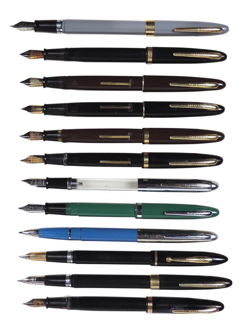 Fountain Pens (12), all Sheaffer non White Dot assortment w/4 lever fill, 3