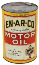 Petroliana Oil Can, En-Ar-Co 5 qt litho on tin, Exc cond, 9.5"H.