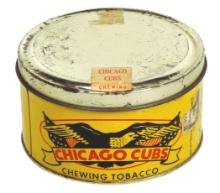 Tobacco Tin, Chicago Cubs Chewing Tobacco, 20 cent plugs, colorful litho on