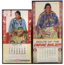 Railroad Great Northern Calendars (2), 1945 & 1955 w/illustrations of Native