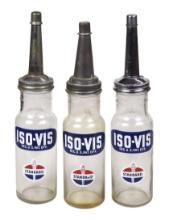 Petroliana Iso-Vis Oil Bottles (3), Standard Oil enameled labels on glass w