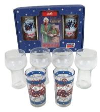 Pepsi-cola Enameled Glasses 8, Incl Boxed Christmas Gift Set W/vcr Tape, 13