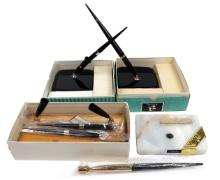 4 Sheaffer Desk Sets, Nos 3 In Boxes Incl A "scottco Pen Set" W/2 Ballpoint