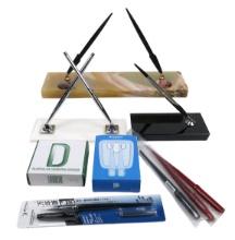 5 Desk Sets, A Modern Sheaffer White Dot W/acrylic Base & Chrome Ballpoint