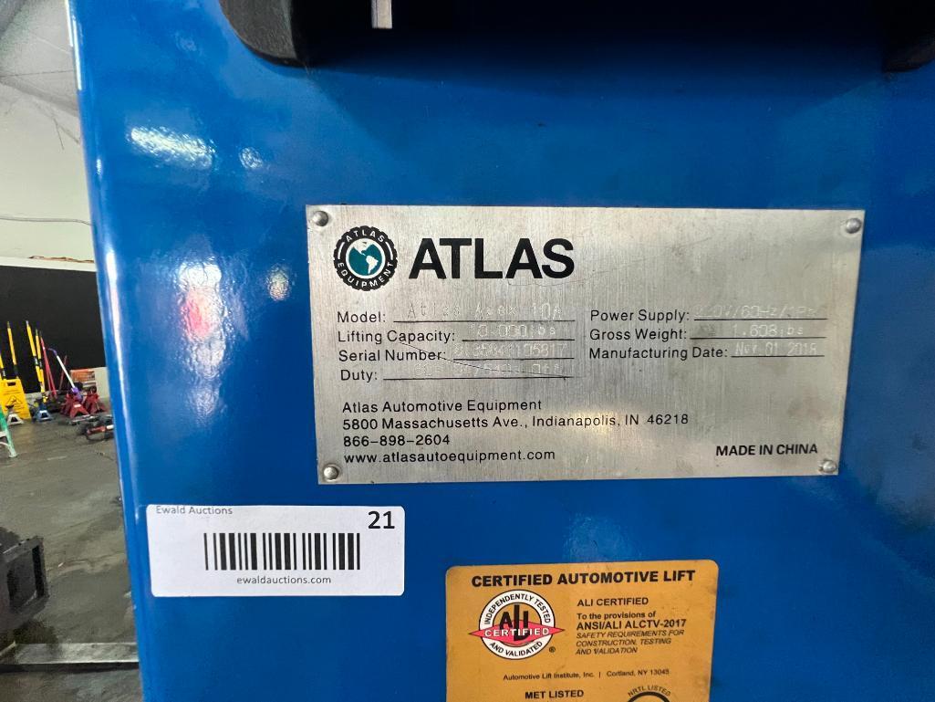 Atlas 2 Post Lift Model Atlas Apex 10A Serial Number 8135841105817