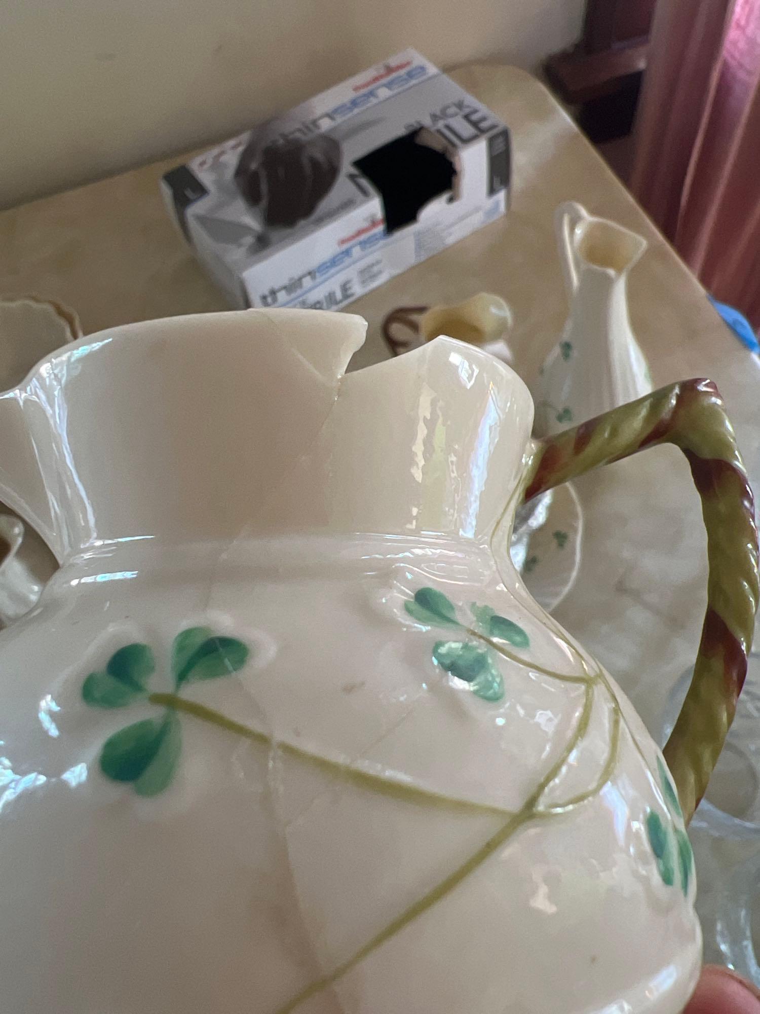 Belleek Ireland creamer tea cup and saucer