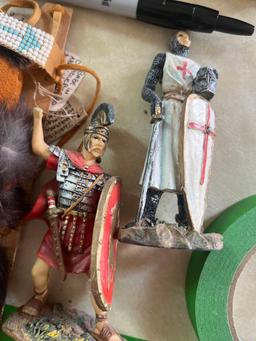 2 Indian dolls and miscellaneous figures