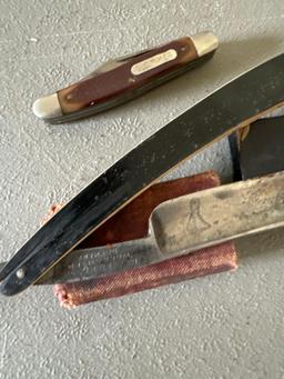 old timer knife and vintage razor