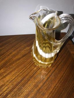 6 in swill yellow glass pitcher