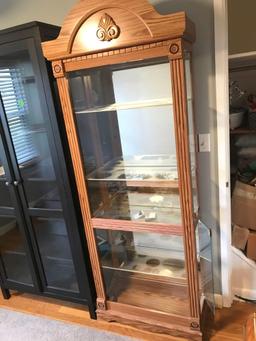 Wooden with glass shelves cabinet 28 in x 12 in 79 in tall