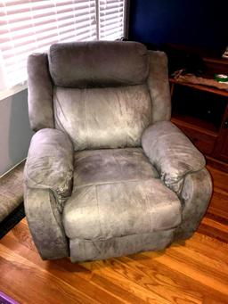 Gray couch power electric lift 2- chairs recliner matching electric recliners on both sides of couch