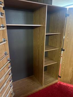 large cabinet in basement