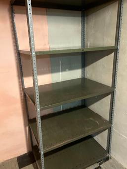 Metal shelf in basement