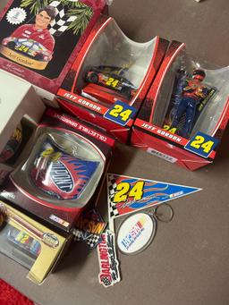 NASCAR Jeff Gordon Christmas tree ornaments and more in basement