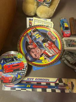 NASCAR Jeff Gordon collectors lot plates, bear shot glasses, buckles, and more