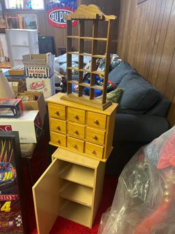 3- small wooden storage lot in basement