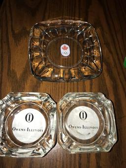 2- Owens Illinois ashtrays & 1976 Canada Olympic ashtray