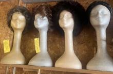 4- wigs with styrofoam heads