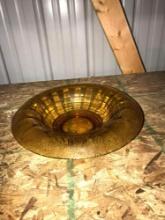 amber depression glass bowl