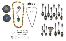 Gold, Sterling Silver and Costume Jewelry and Sterling Silver Spoon Assortment