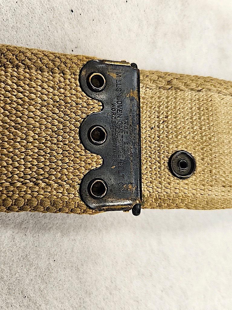 MILLS WOVEN CARTRIDGE BELT, WORCHESTER, MA, NO BUCKLE HOLD 45 ROUND, CAL 45