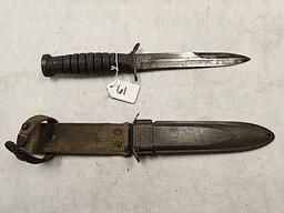 US M3 FIGHTING KNIFE UTICA NY WITH SCABBARD