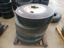 Pallet of Used 11R22.5 Tires and Straight-hole Rims