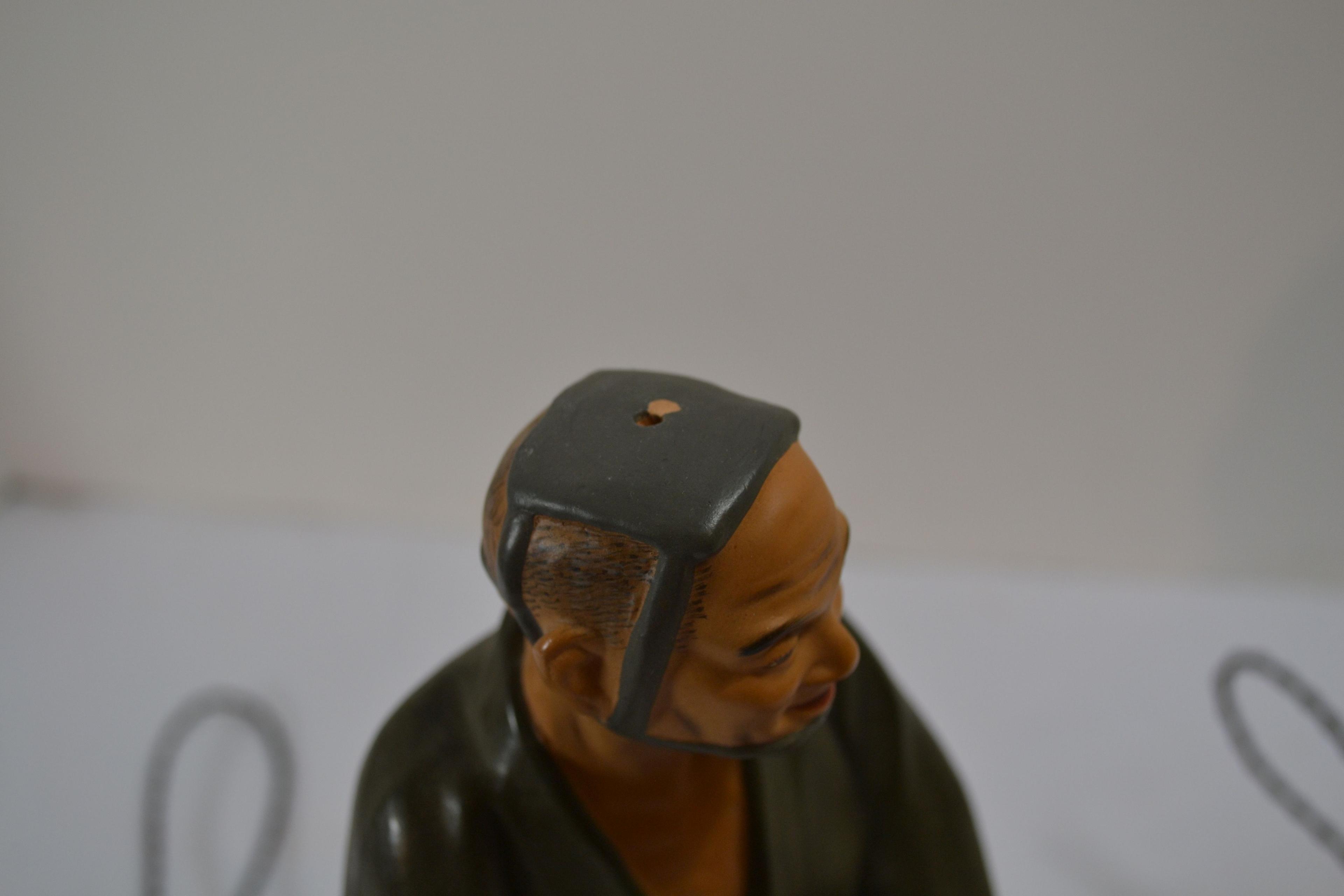Vintage 12" Hakata Figurine "Man Carrying Buckets"; Missing Carrying Staff