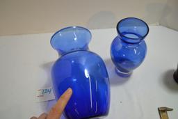 Cobalt Flared Top 8" Vase and 6" Cobalt Blue on Clear Base Flared Top Vase