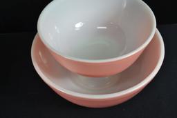 Pyrex Pink Mixing Bowls No. 403 and 404; Mfg. 1956-1962