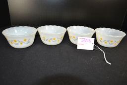 Set of 4 Rigopal Horno Pyrex Yellow Flower Custard Cups from Argentina