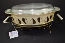 Pyrex 1958-59 Promotional Golden Hearts 045 w/Lid and Cradle; No Chips