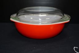 Pyrex Red Covered Casserole No. 024 w/Lid; Mfg. 1968