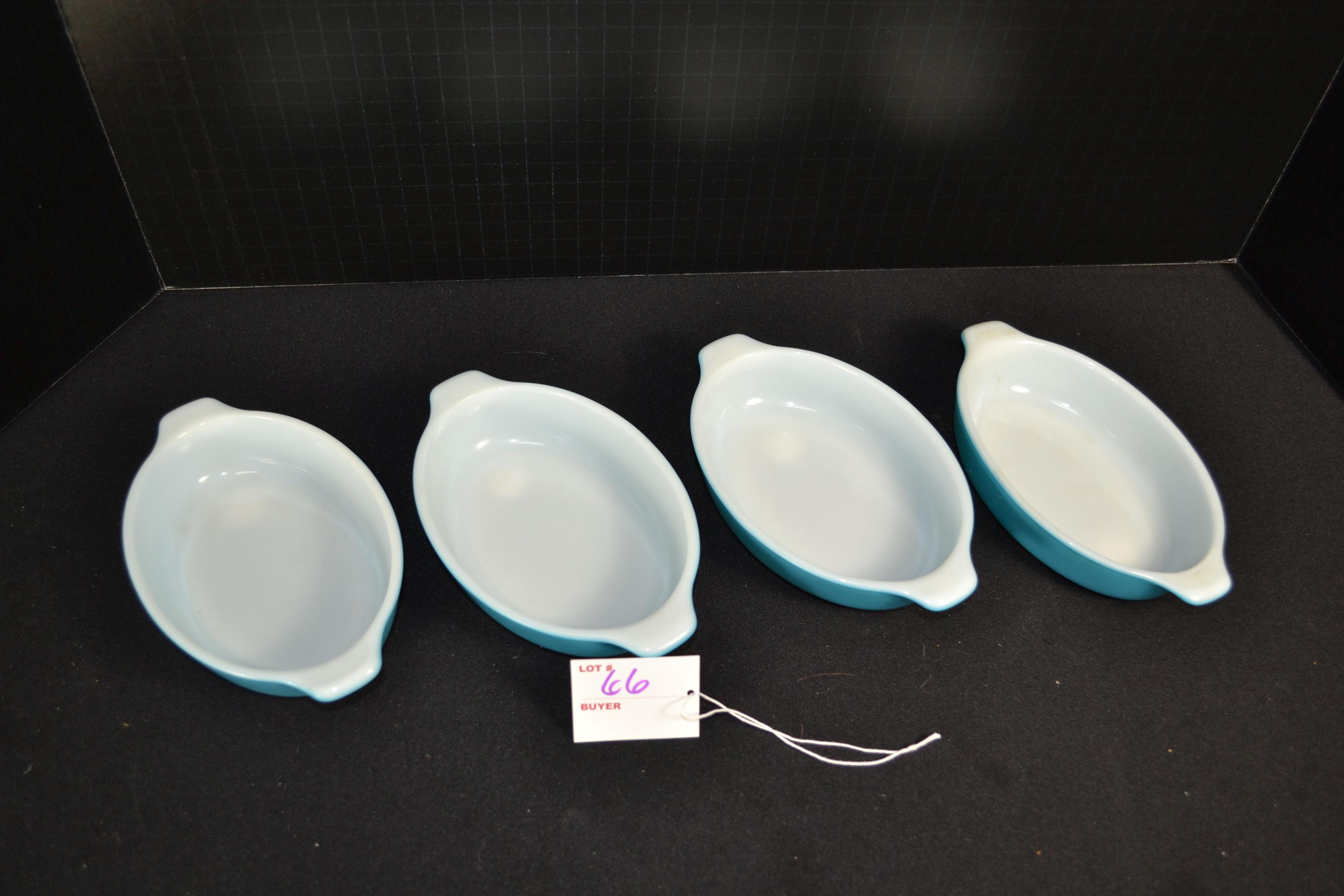 Set of 4 Pyrex New Horizon Pixie Casserole Dishes; Mfg. 1971-1972