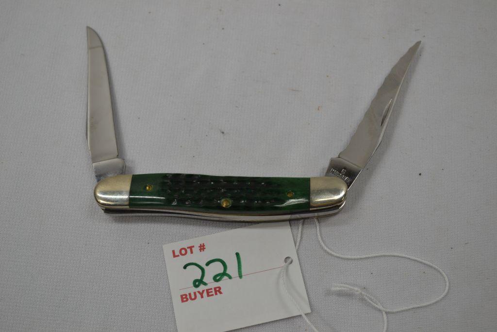 Case XX 9 Dot Serrated Blade Green Bone SS Muskrat Knife (Rare) 3 3/4"