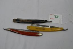 Group of Straight Razors; Case, Otto Deutschs and Pearl Duck Double Duck